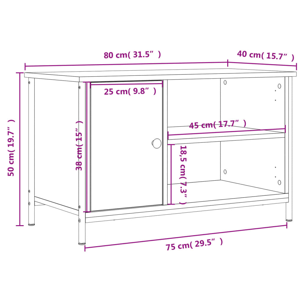 vidaXL TV-Schrank Schwarz 80x40x50 cm Holzwerkstoff