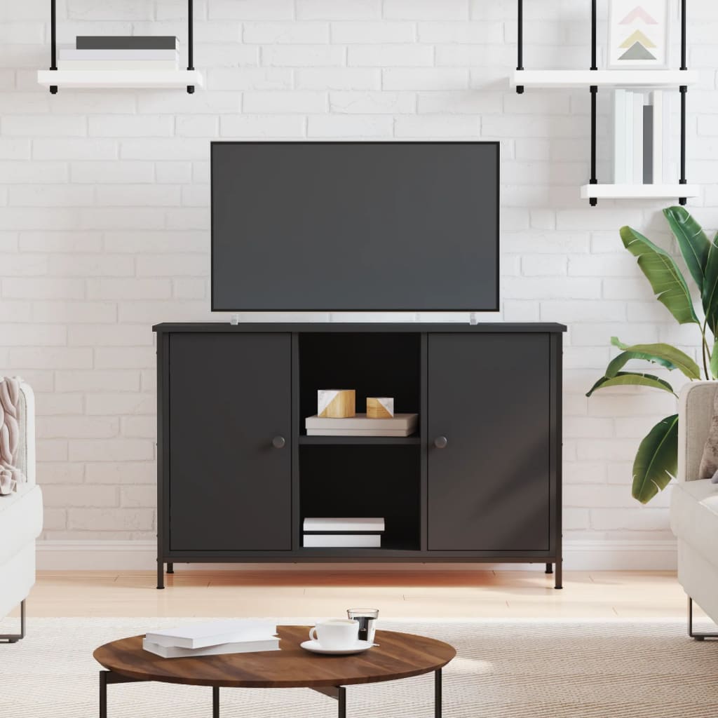 vidaXL Meuble TV Noir 100x35x65 cm Bois d'ingénierie