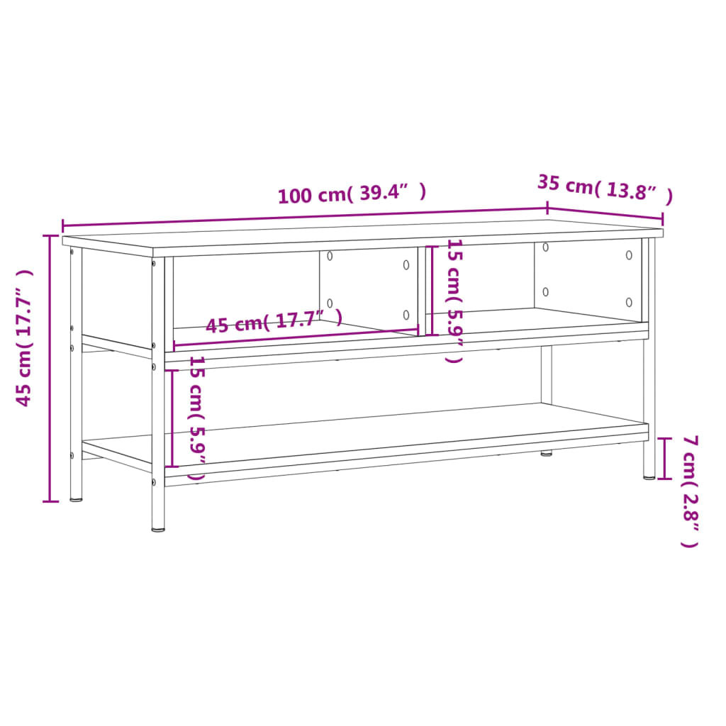 Meuble TV vidaXL noir 100x35x45 cm en bois d'ingénierie