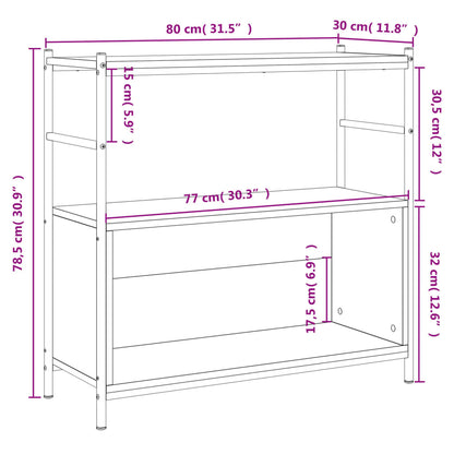 vidaXL Bücherregal Schwarz 80x30x78,5 cm Holzwerkstoff und Eisen
