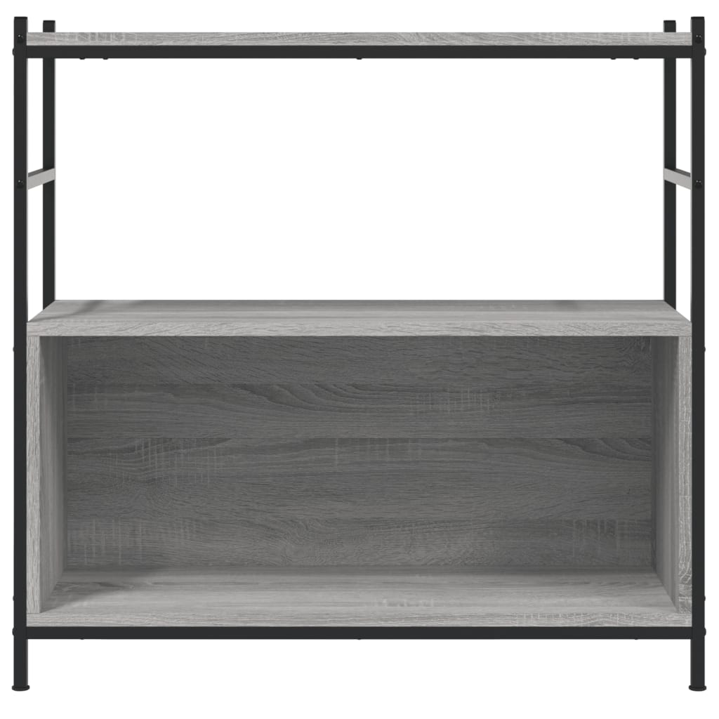 vidaXL Bücherregal Grau Sonoma 80x30x78,5 cm Holzwerkstoff und Eisen