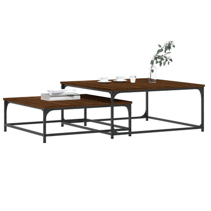 vidaXL Tables gigognes 2 pcs Aspect Chêne Marron Bois d'ingénierie