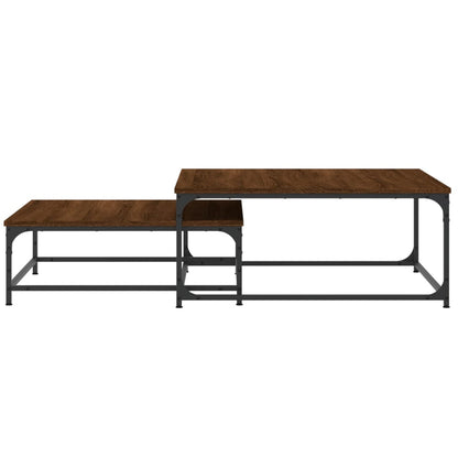 vidaXL Tables gigognes 2 pcs Aspect Chêne Marron Bois d'ingénierie