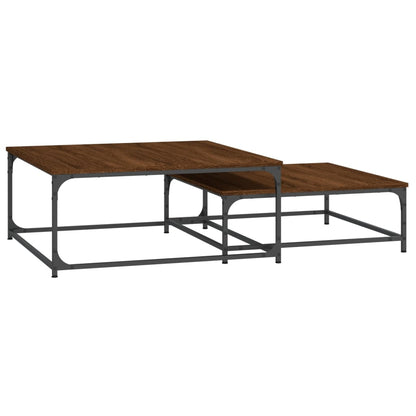 vidaXL Tables gigognes 2 pcs Aspect Chêne Marron Bois d'ingénierie