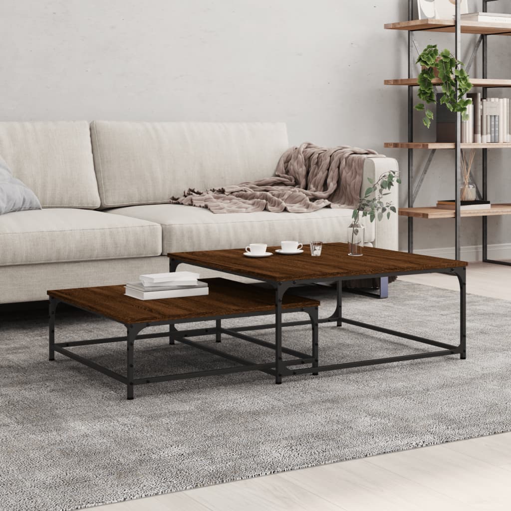 vidaXL Tables gigognes 2 pcs Aspect Chêne Marron Bois d'ingénierie