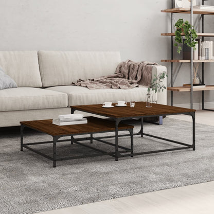 vidaXL Tables gigognes 2 pcs Aspect Chêne Marron Bois d'ingénierie