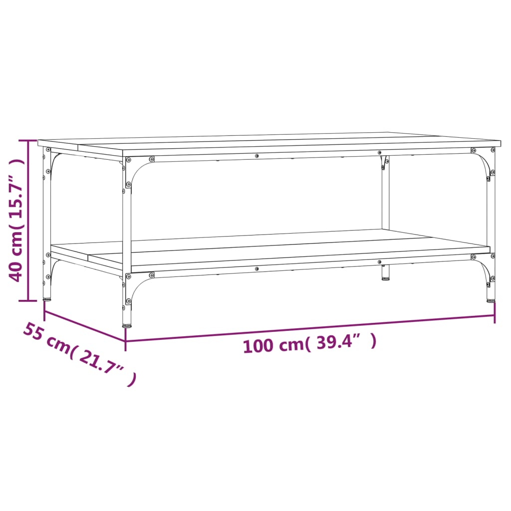 vidaXL Table basse Noir 100x55x40 cm Bois d'ingénierie