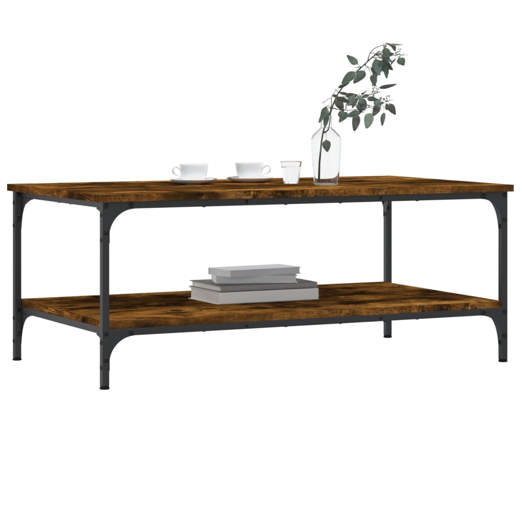 vidaXL Table basse en bois d'ingénierie, chêne fumé, 100 x 55 x 40 cm