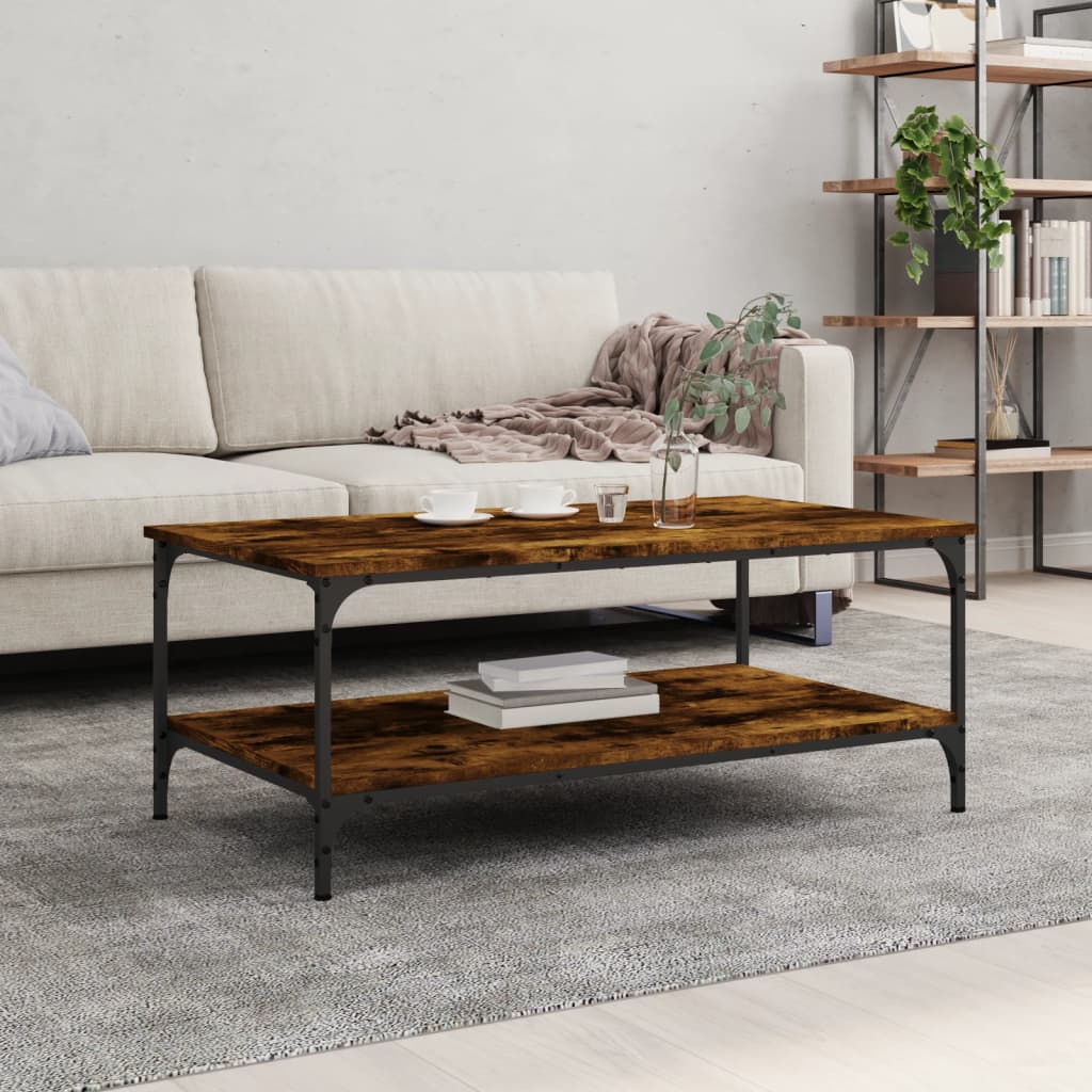 vidaXL Table basse en bois d'ingénierie, chêne fumé, 100 x 55 x 40 cm