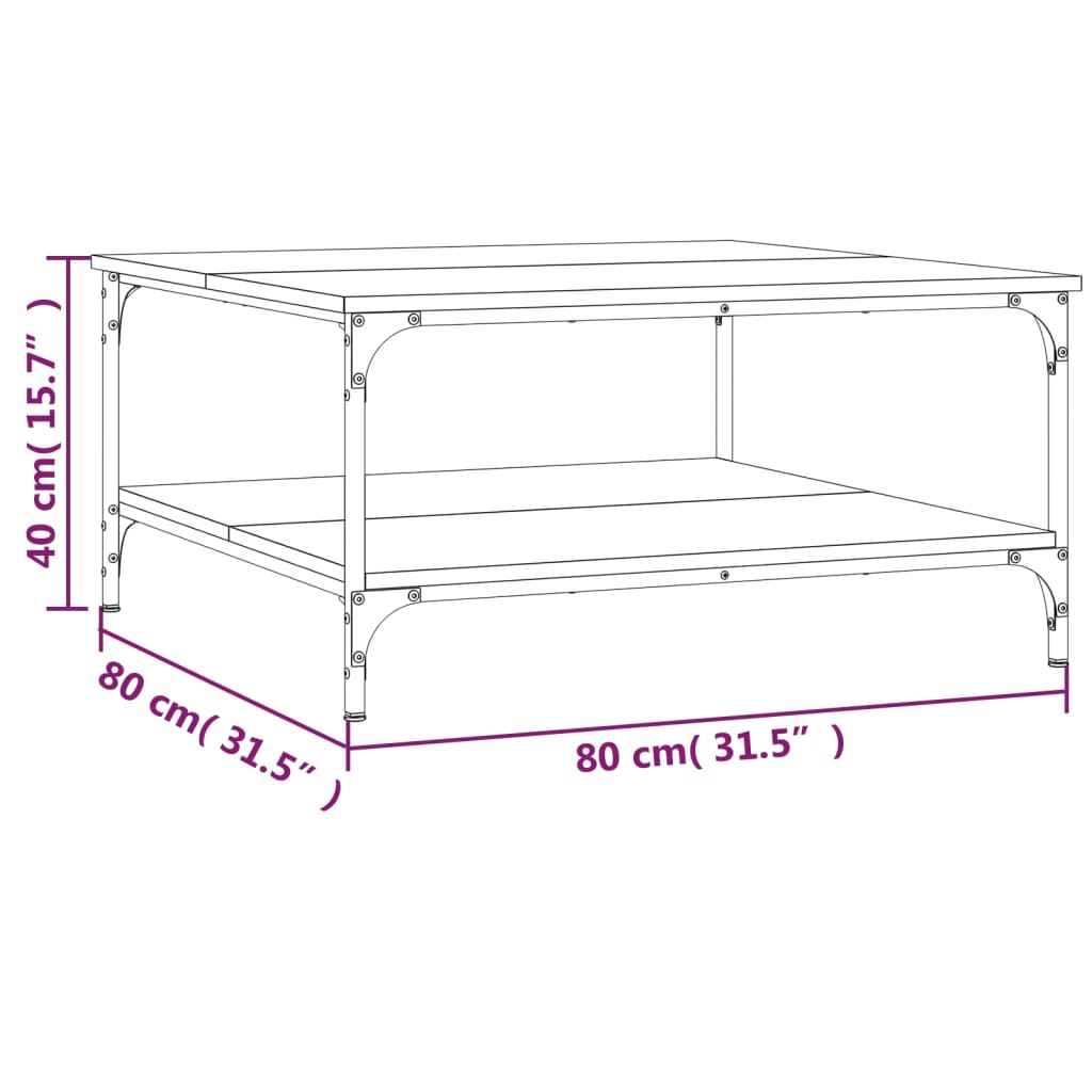 vidaXL Table basse noire 80x80x40 cm Bois d'ingénierie