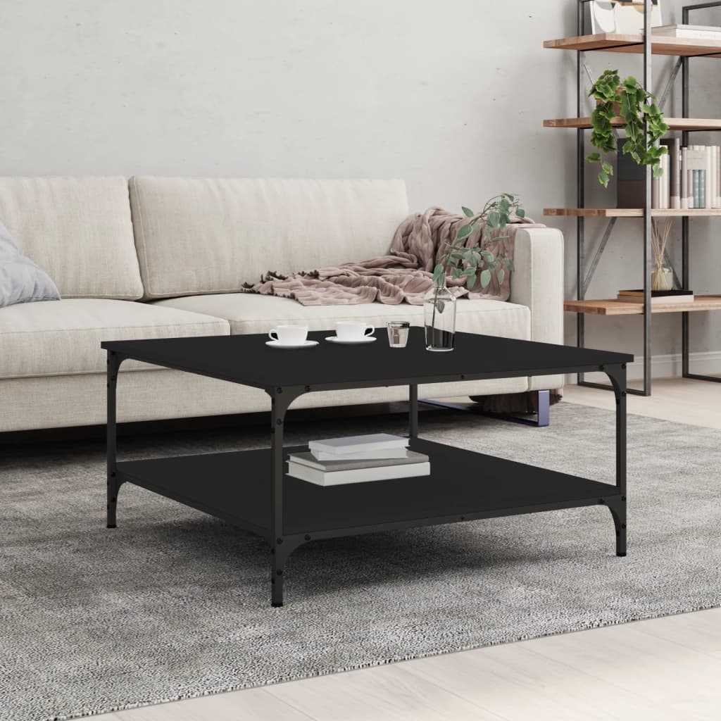 vidaXL Table basse noire 80x80x40 cm Bois d'ingénierie