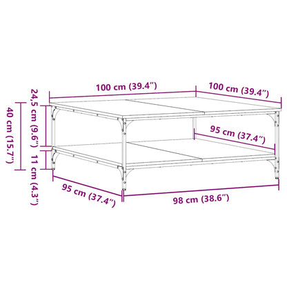 vidaXL Table basse noire 100x100x40 cm, bois d'ingénierie