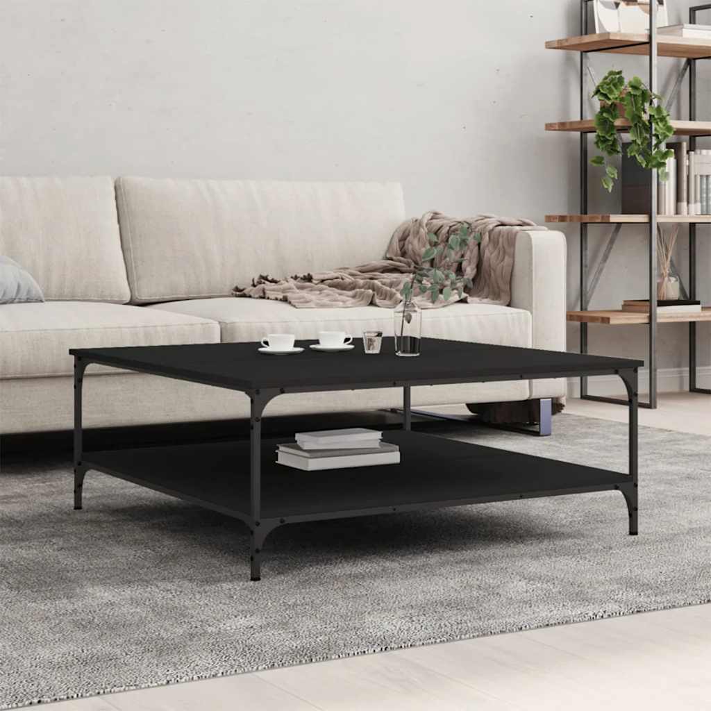vidaXL Table basse noire 100x100x40 cm, bois d'ingénierie