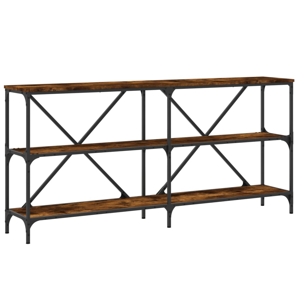 vidaXL Table console chêne fumé 160x30x75 cm en bois d'ingénierie et fer