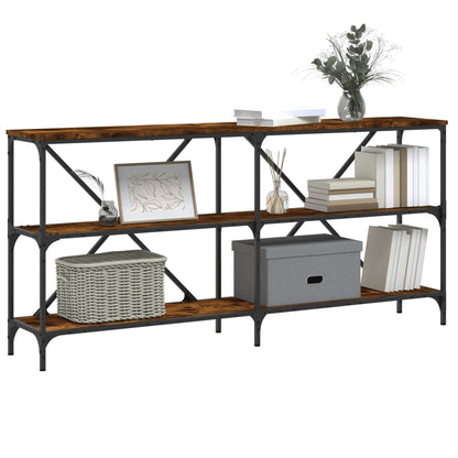 vidaXL Table console chêne fumé 160x30x75 cm en bois d'ingénierie et fer
