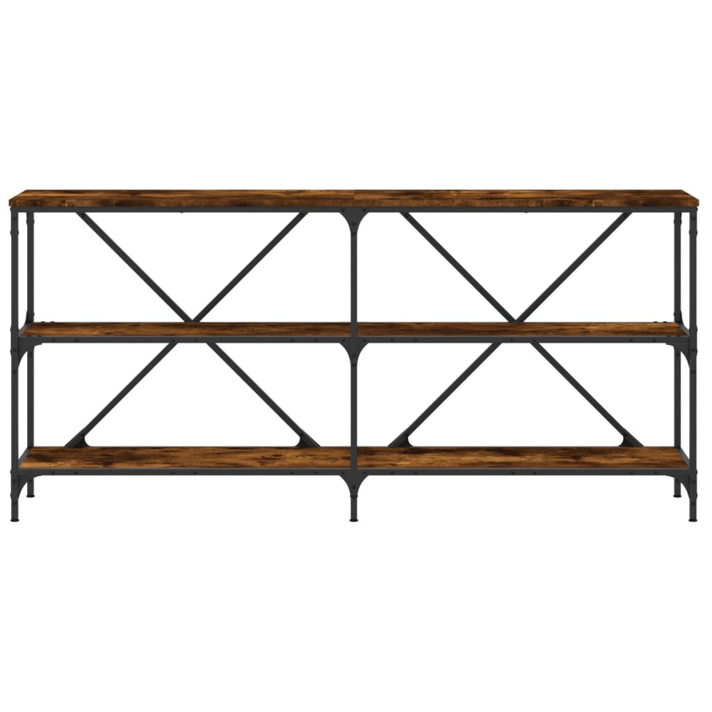 vidaXL Table console chêne fumé 160x30x75 cm en bois d'ingénierie et fer