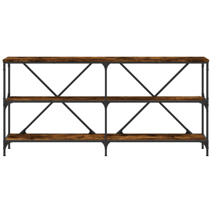 vidaXL Table console chêne fumé 160x30x75 cm en bois d'ingénierie et fer