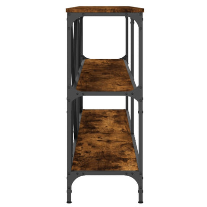 vidaXL Table console chêne fumé 160x30x75 cm en bois d'ingénierie et fer