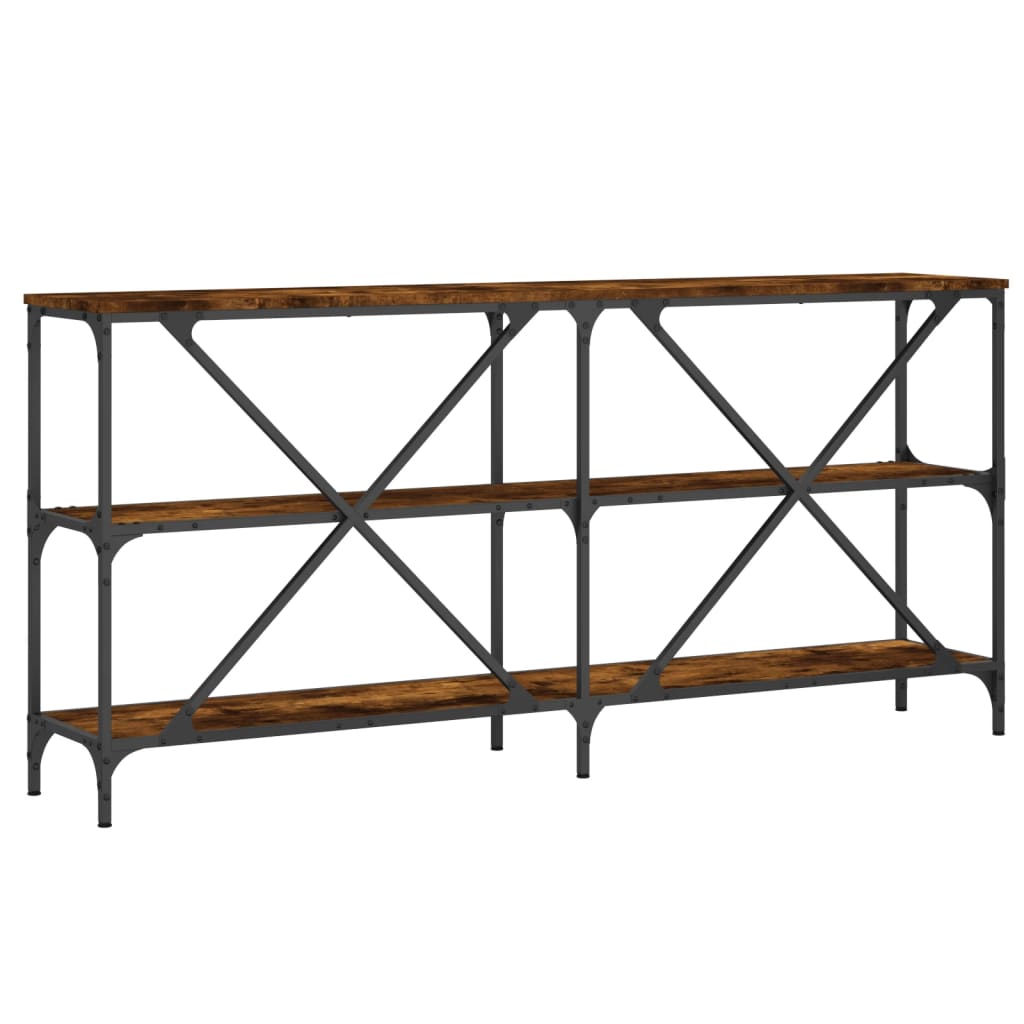 vidaXL Table console chêne fumé 160x30x75 cm en bois d'ingénierie et fer