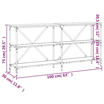 vidaXL Table console chêne fumé 160x30x75 cm en bois d'ingénierie et fer