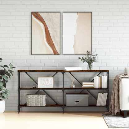 vidaXL Table console chêne fumé 160x30x75 cm en bois d'ingénierie et fer