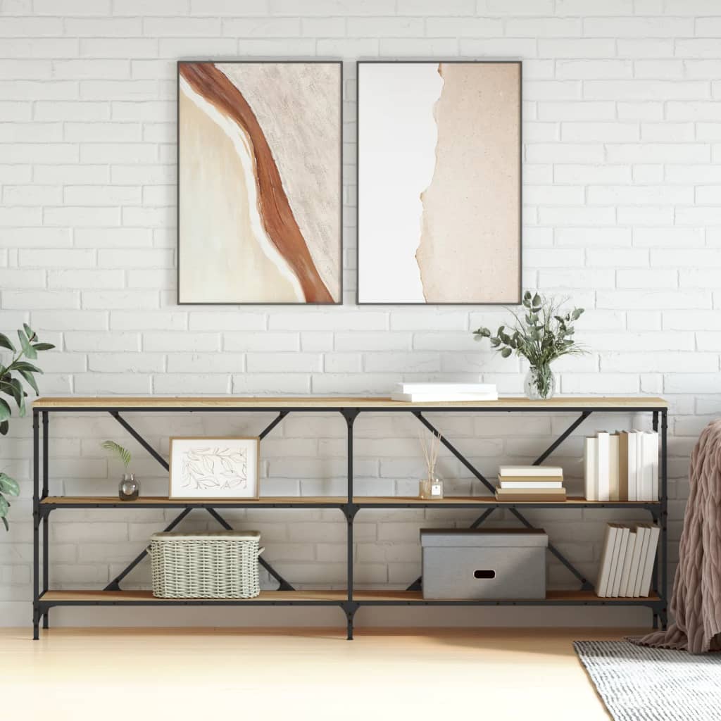 vidaXL Konsolentisch Sonoma-Eiche 200x30x75 cm Holzwerkstoff und Eisen