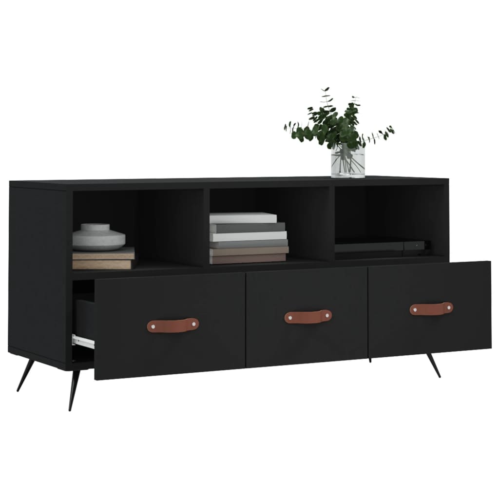 vidaXL Meuble TV Noir 102x36x50 cm Bois d'ingénierie