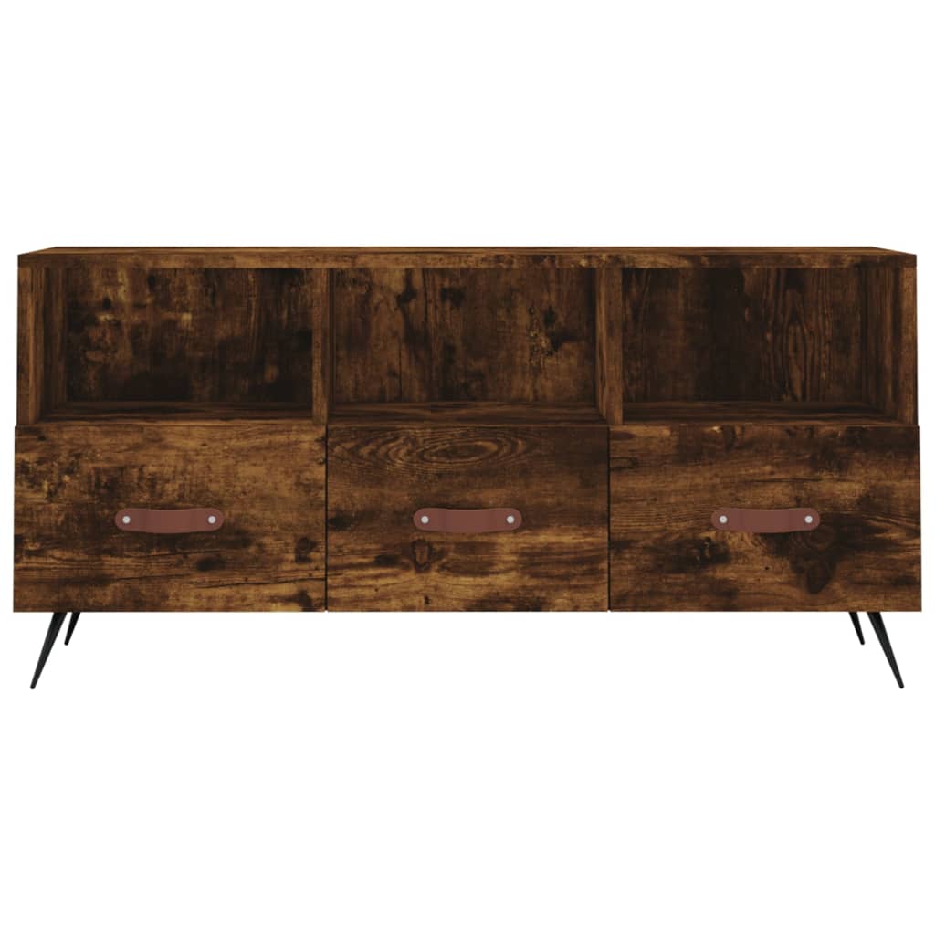 vidaXL Meuble TV chêne fumé 102x36x50 cm Aggloméré