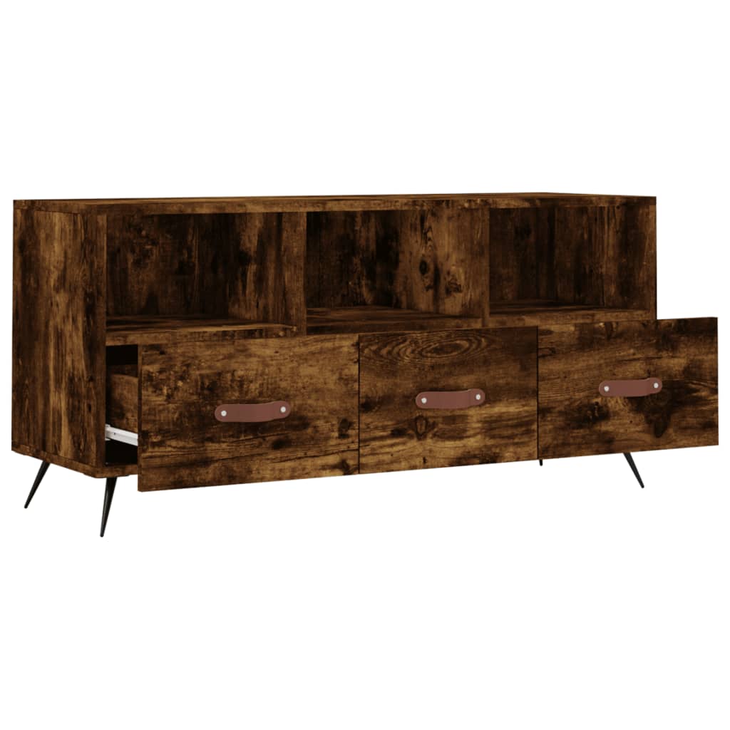 vidaXL Meuble TV chêne fumé 102x36x50 cm Aggloméré