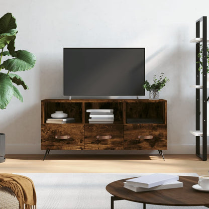 vidaXL Meuble TV chêne fumé 102x36x50 cm Aggloméré