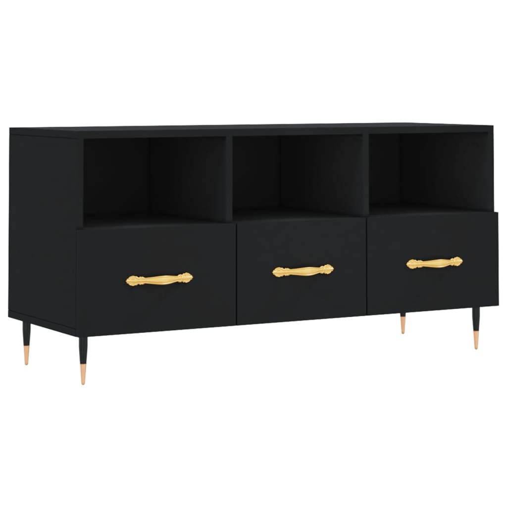 vidaXL Meuble TV Noir 102x36x50 cm Bois d'ingénierie