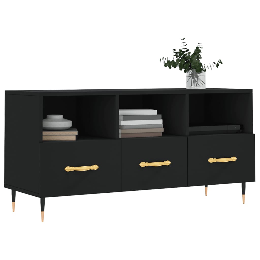 vidaXL Meuble TV Noir 102x36x50 cm Bois d'ingénierie