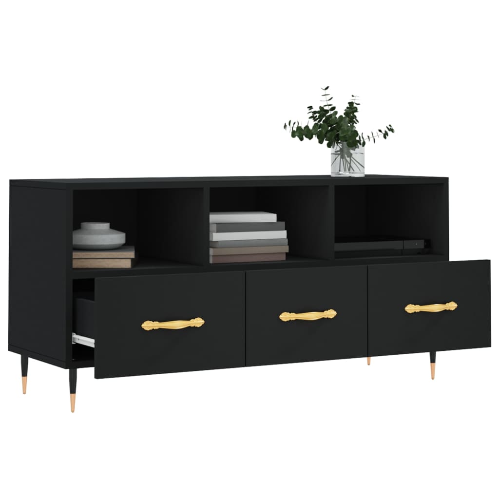 vidaXL Meuble TV Noir 102x36x50 cm Bois d'ingénierie