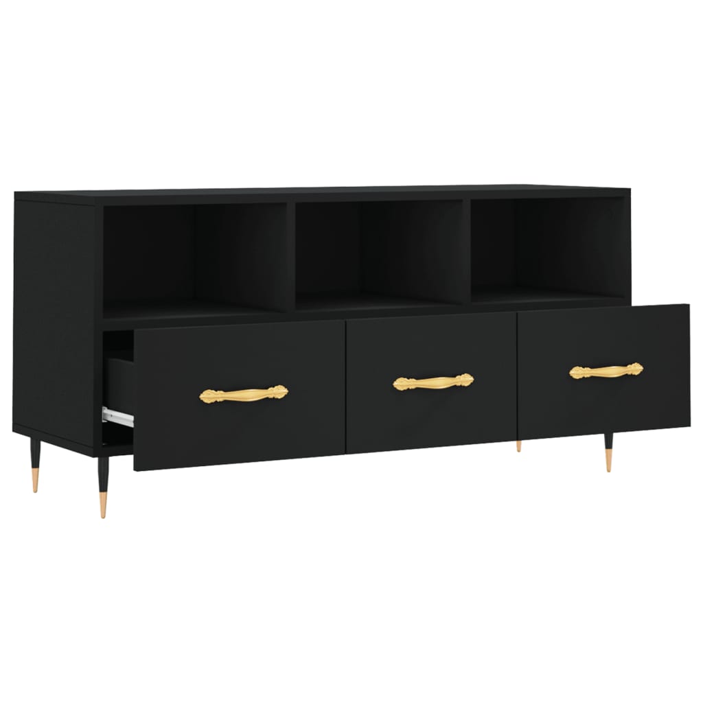 vidaXL Meuble TV Noir 102x36x50 cm Bois d'ingénierie