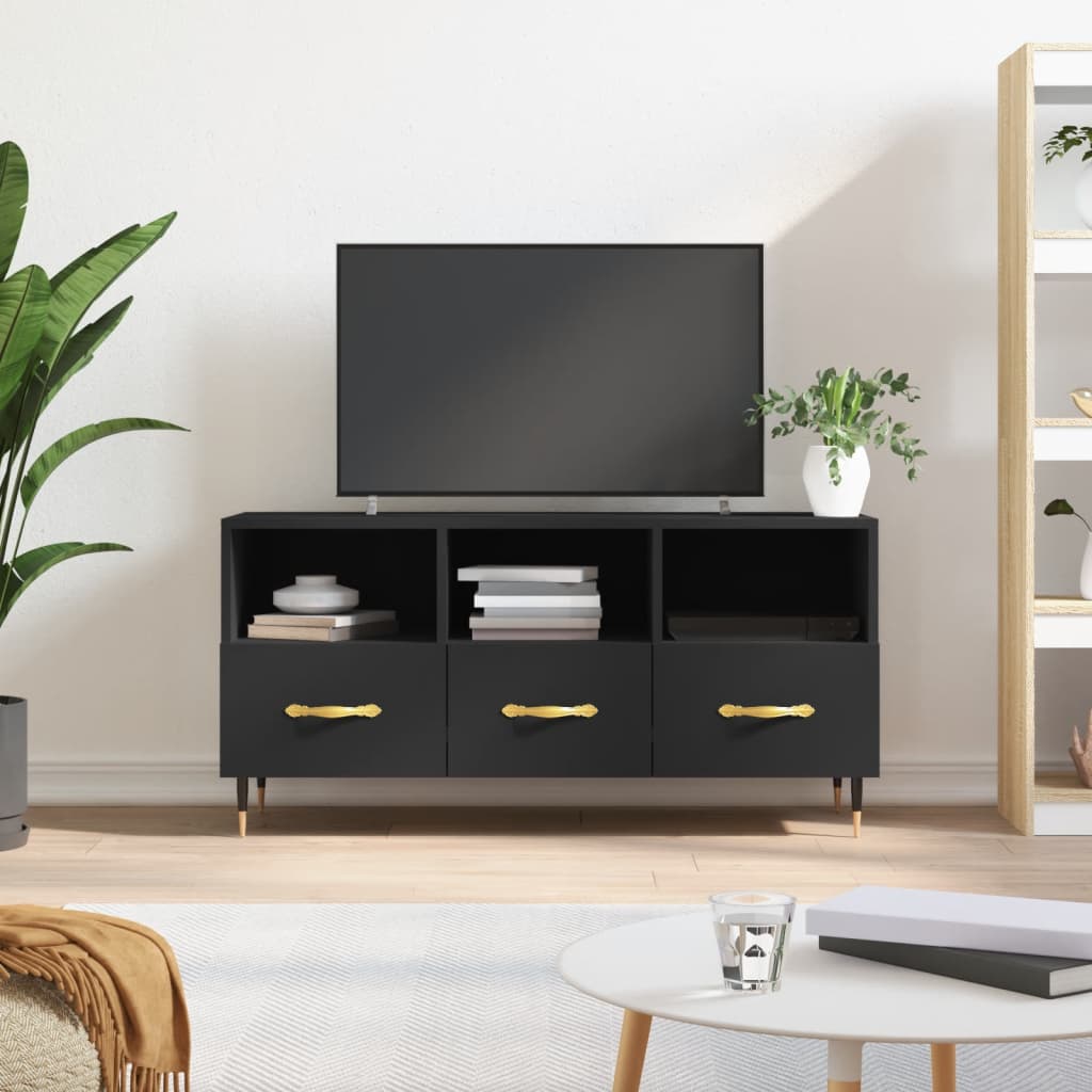 vidaXL Meuble TV Noir 102x36x50 cm Bois d'ingénierie