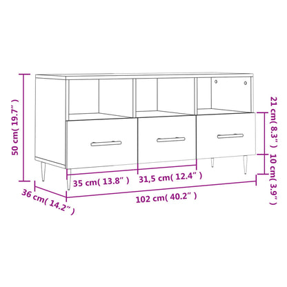 vidaXL Meuble TV chêne fumé 102x36x50 cm Aggloméré