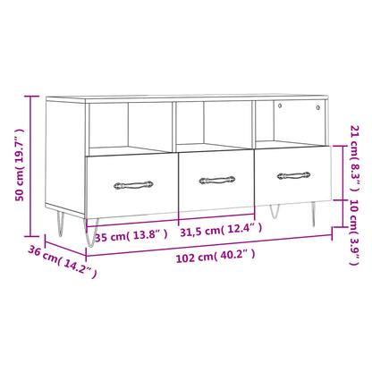 vidaXL Meuble TV Noir 102x36x50 cm Bois d'ingénierie