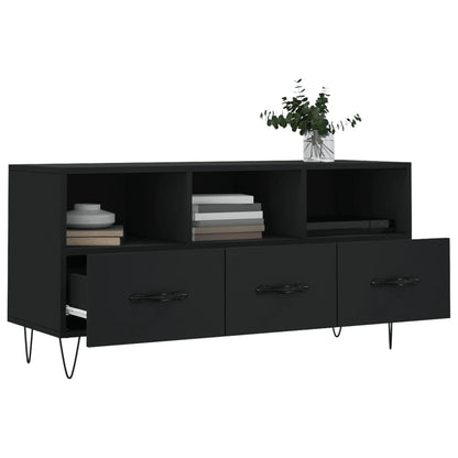 vidaXL Meuble TV Noir 102x36x50 cm Bois d'ingénierie