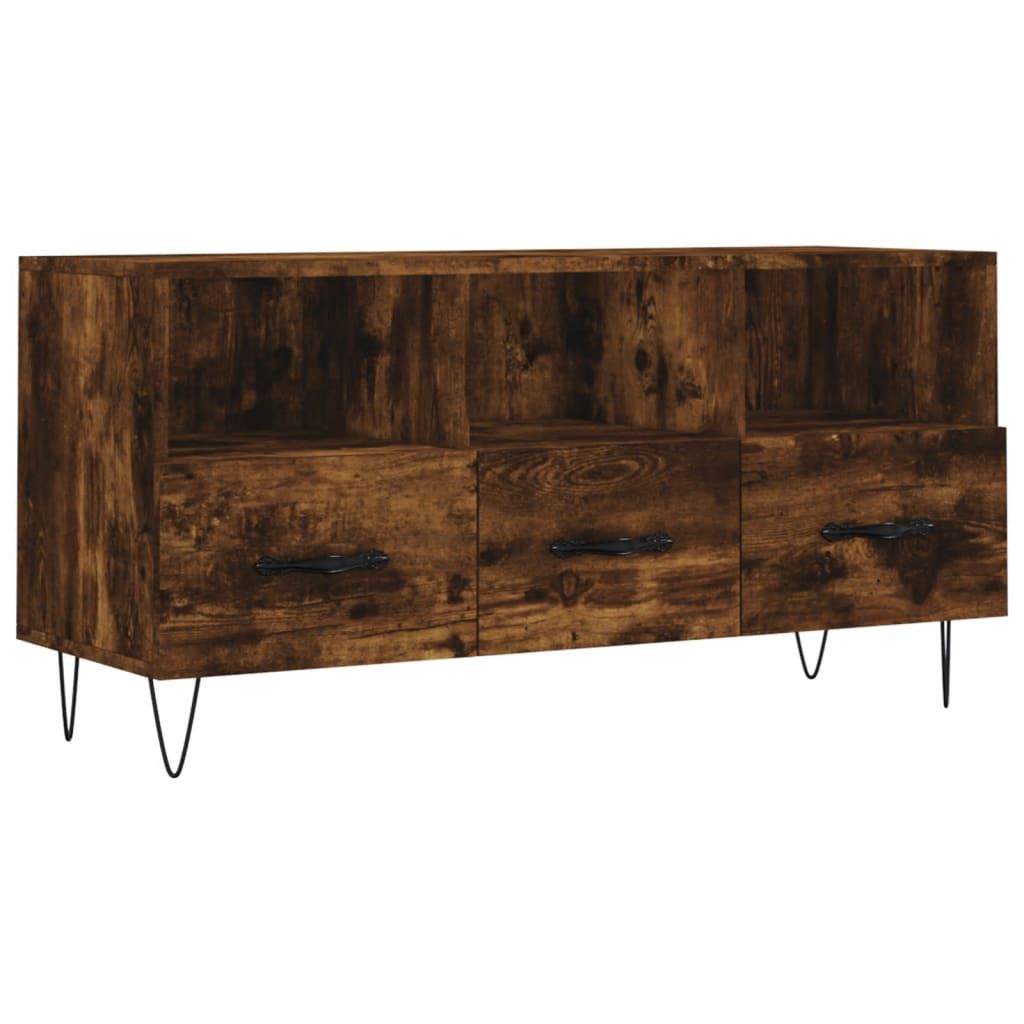 vidaXL Meuble TV chêne fumé 102x36x50 cm Aggloméré