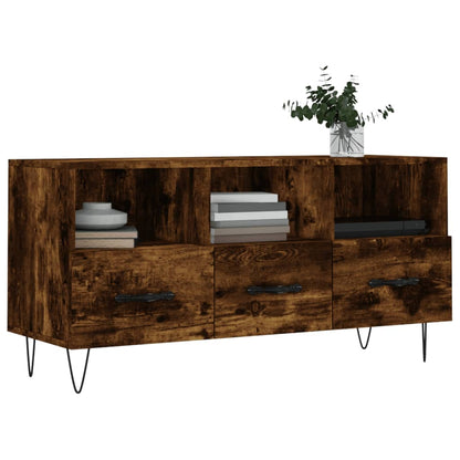 vidaXL Meuble TV chêne fumé 102x36x50 cm Aggloméré