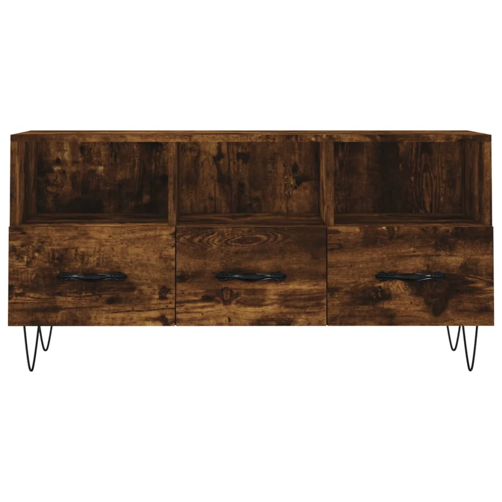 vidaXL Meuble TV chêne fumé 102x36x50 cm Aggloméré