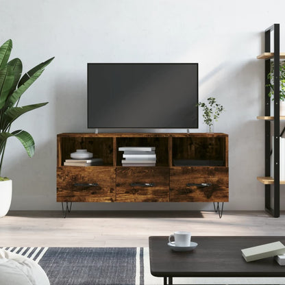 vidaXL Meuble TV chêne fumé 102x36x50 cm Aggloméré