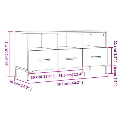 vidaXL Meuble TV Noir 102x36x50 cm Bois d'ingénierie