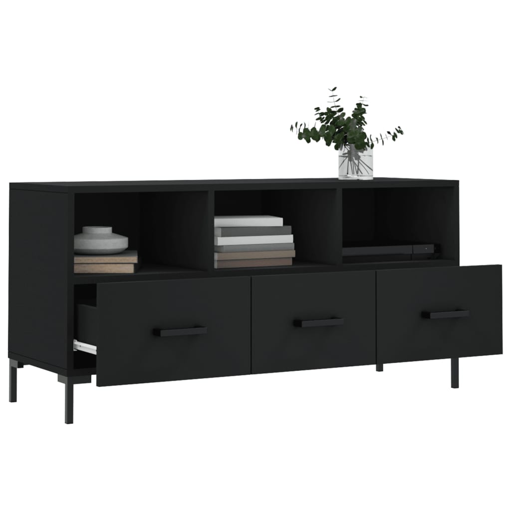 vidaXL Meuble TV Noir 102x36x50 cm Bois d'ingénierie