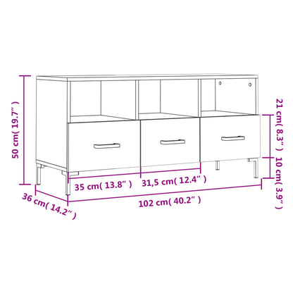 vidaXL Meuble TV chêne fumé 102x36x50 cm Aggloméré