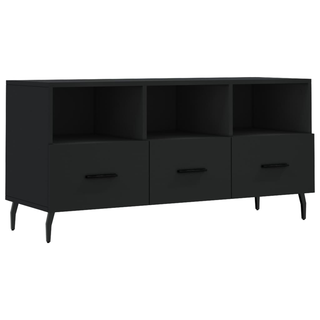 vidaXL Meuble TV Noir 102x36x50 cm Bois d'ingénierie