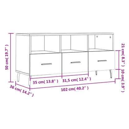 vidaXL Meuble TV Noir 102x36x50 cm Bois d'ingénierie