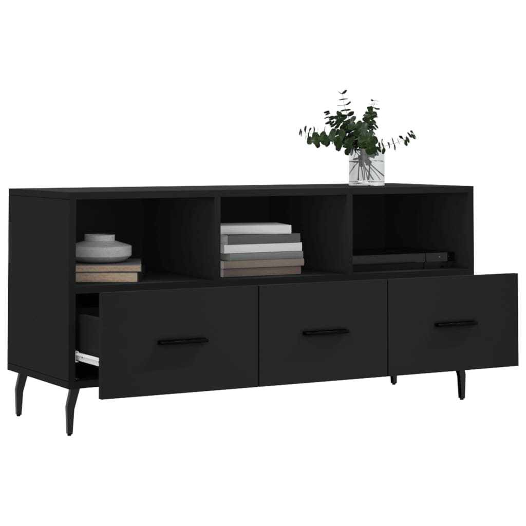 vidaXL Meuble TV Noir 102x36x50 cm Bois d'ingénierie