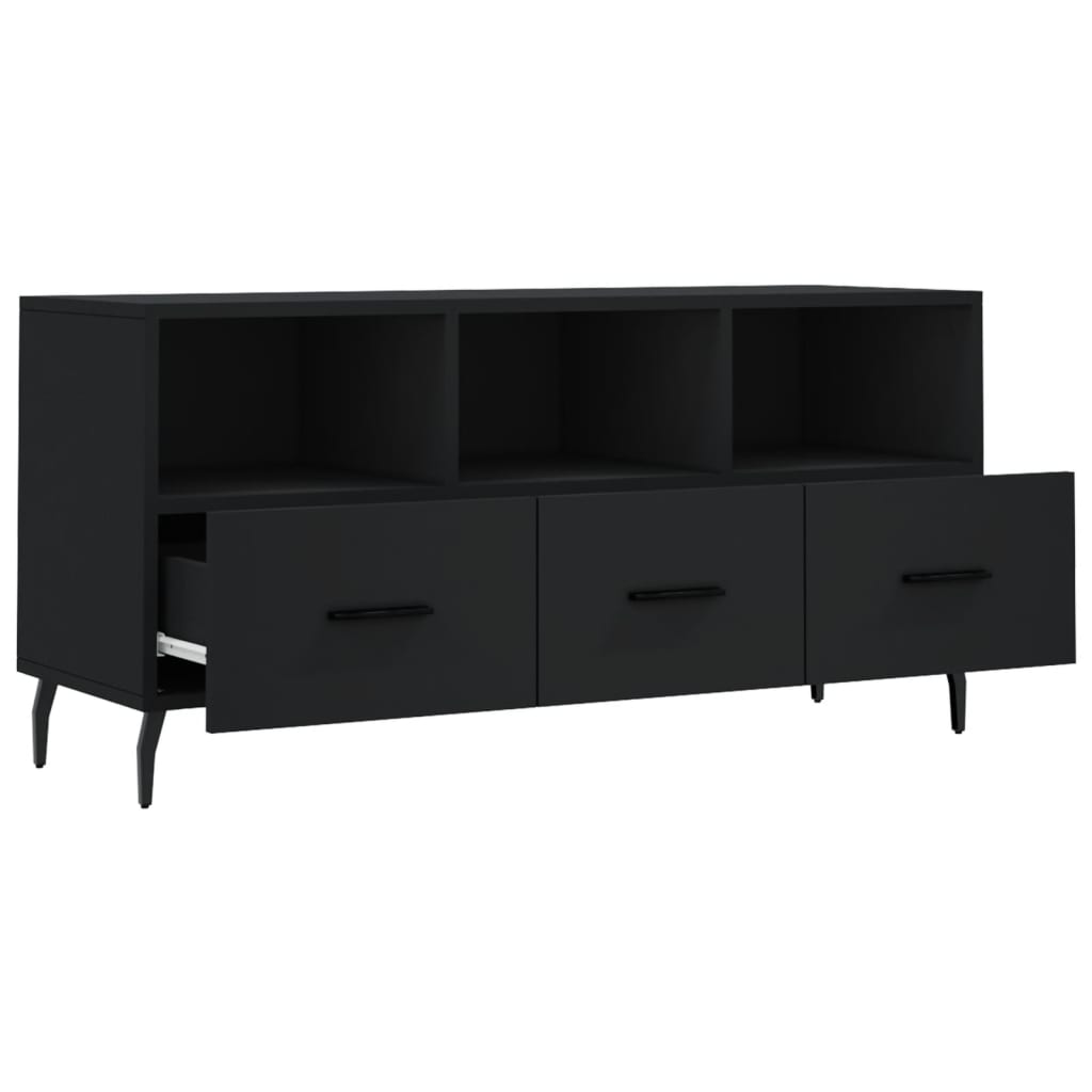 vidaXL Meuble TV Noir 102x36x50 cm Bois d'ingénierie