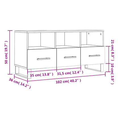 vidaXL Meuble TV Noir 102x36x50 cm Bois d'ingénierie